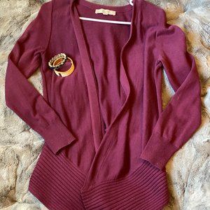 Plum Cardigan with Detailing on Hem
